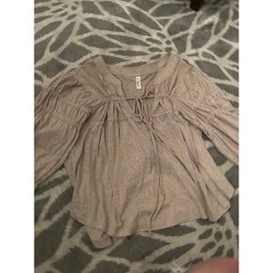 Tan Wishlist Flowy Sleeve Tie Top Blouse